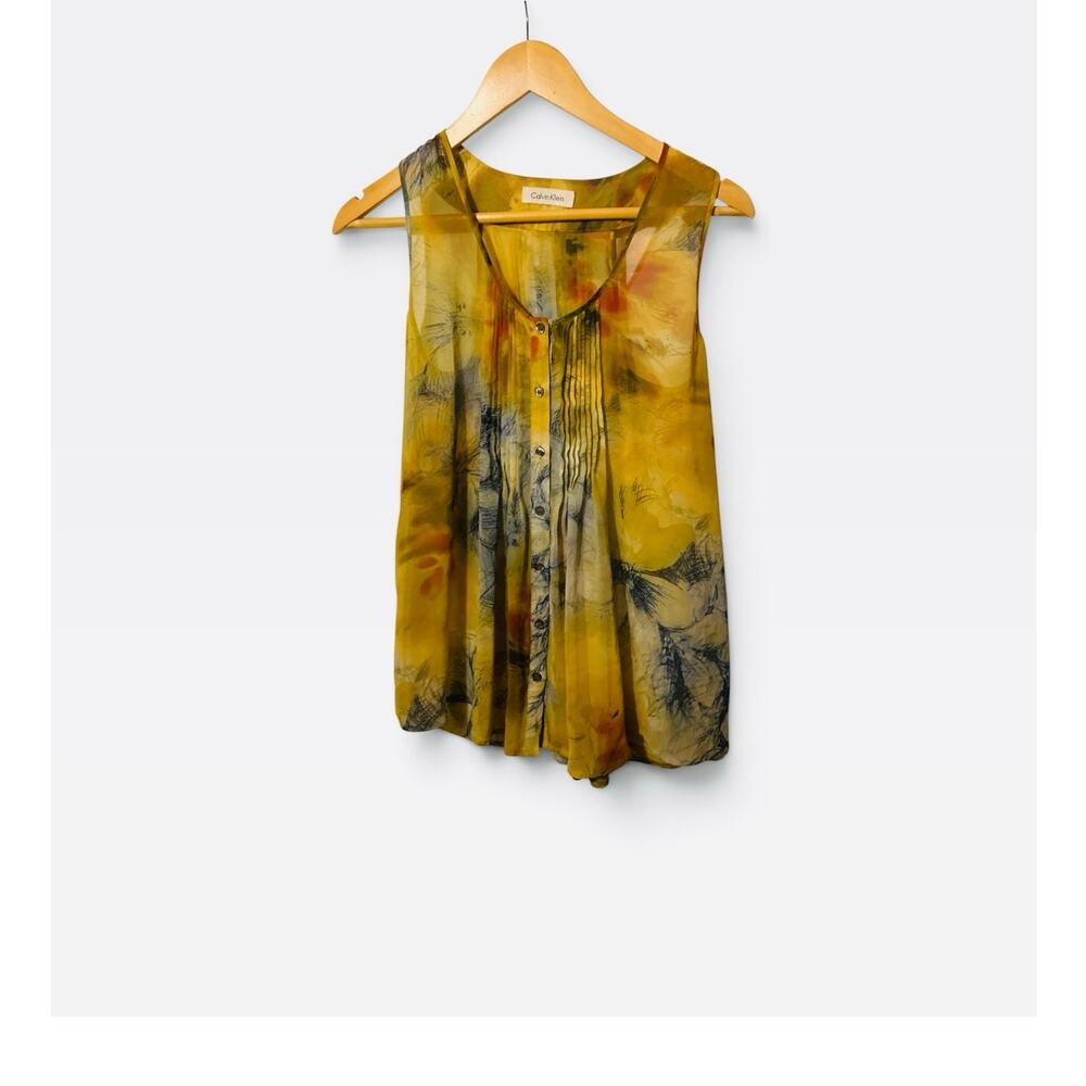 Calvin Klein abstract sheer blouse s/m ?